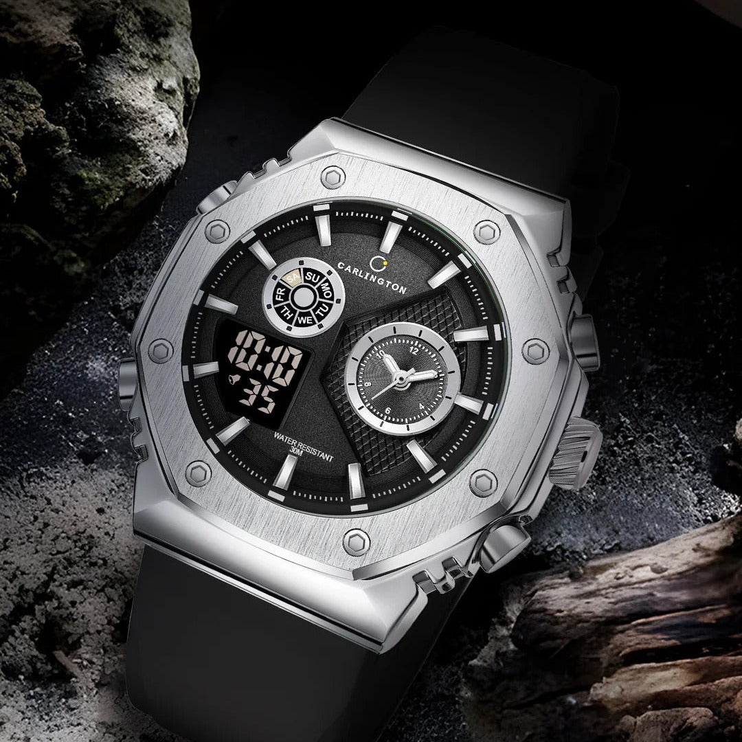 07 Steel Analog Digital Sports Watch AS4