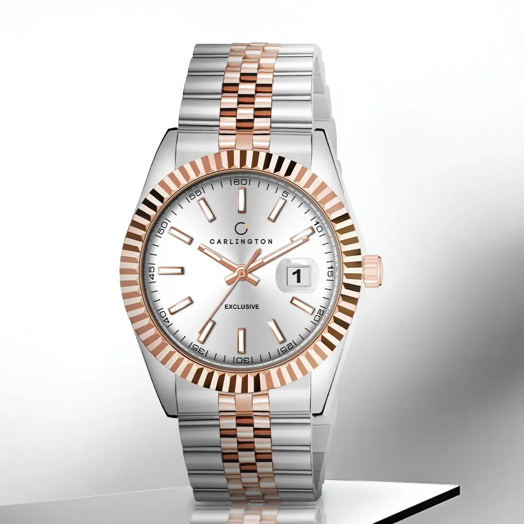 Exclusive 811 Two Tone Silver Gents Analog Watch