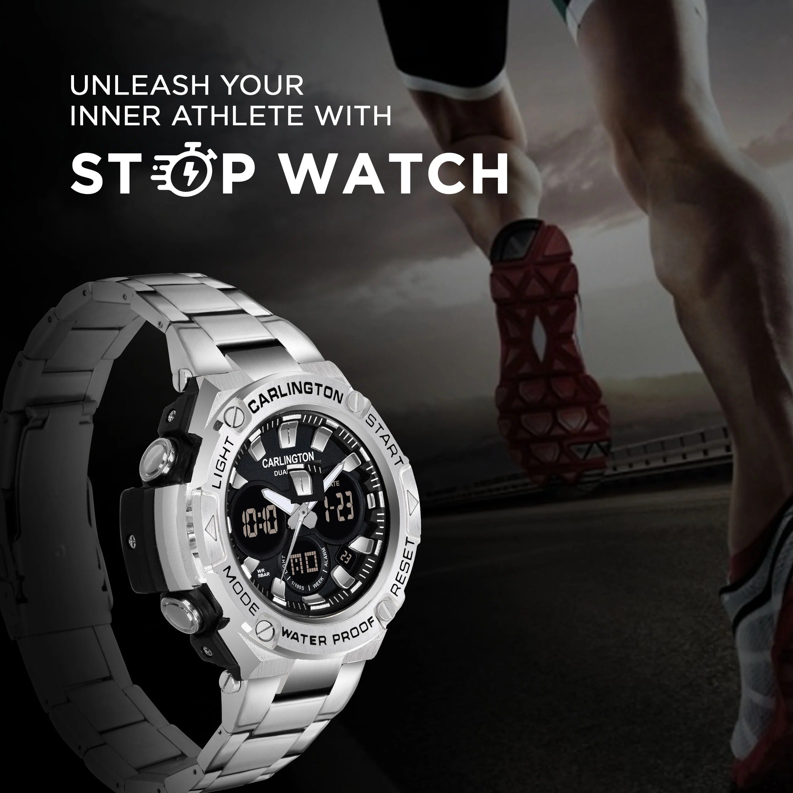 07 Steel Analog Digital Sports Watch